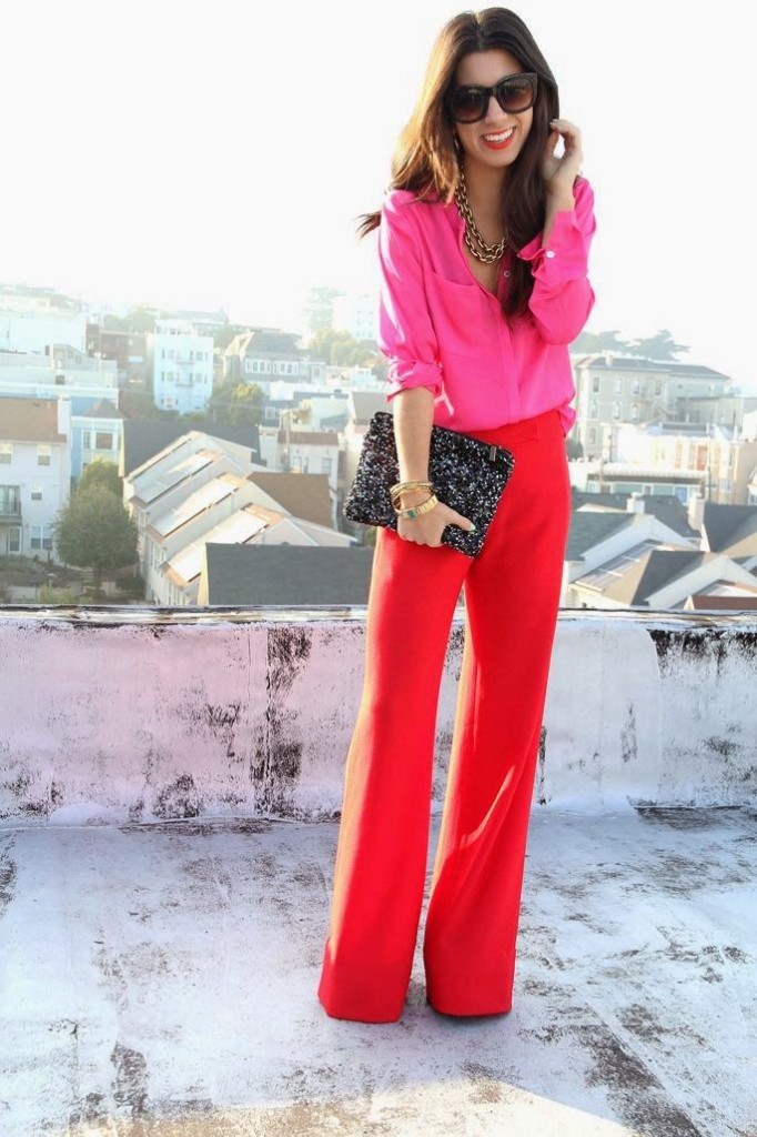 red pants with pink top
