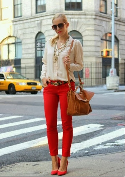 Red pants, Red trousers outfit, Red leather pants